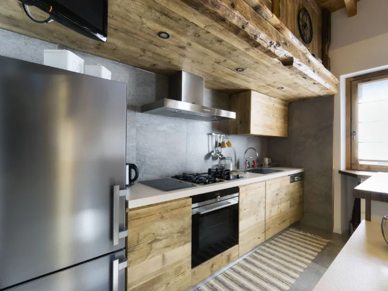 Cucina Mobilike Schiffer moderna rovere chiaro lineare Artigianale scontata 30%
