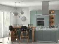 Cucina Artigianale moderna ad isola azzurra in legno Geralt