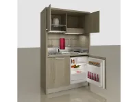 Cucina Artigianale moderna lineare altri colori in laminato materico Cucina monoblocco a scomparsa 130 aperta