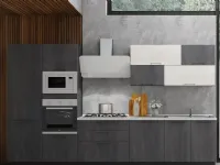 Cucina Artigianale moderna lineare grigio in laminato materico Prime 3