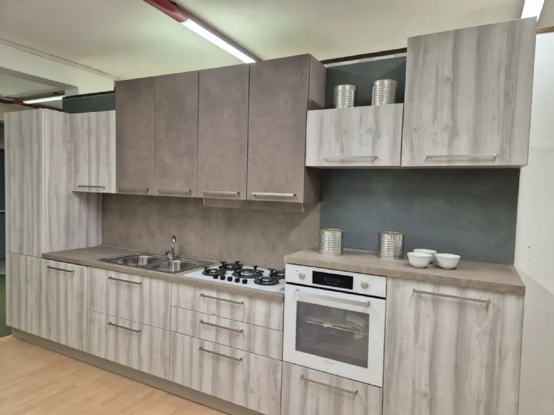 Cucina rovere chiaro moderna lineare Artigianale Brio a soli 5200