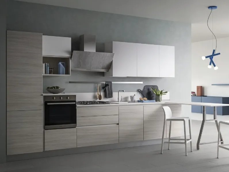 Cucina rovere chiaro moderna lineare Easy  Artigianale scontata