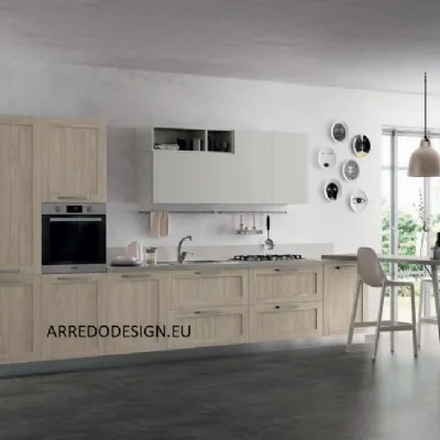 Cucina Artigianale moderna lineare rovere chiaro in melaminico Pd12 *