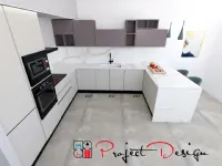 Cucina bianca design con penisola Project penisola  l Artigianale scontata