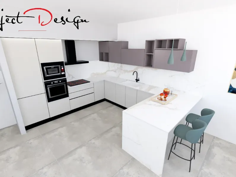 Cucina bianca design con penisola Project penisola  l Artigianale scontata