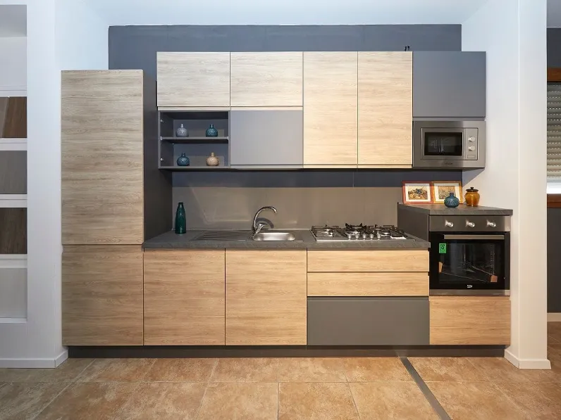 CUCINA Artigianale lineare Rovere antracite SCONTATA 44%