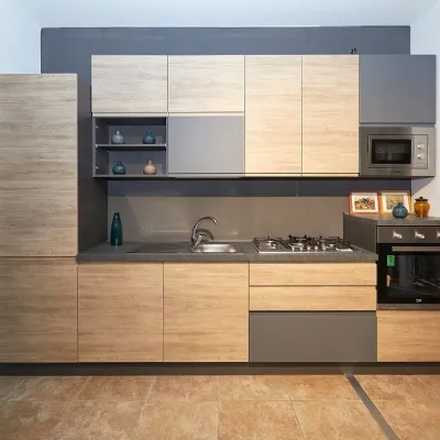 CUCINA Artigianale lineare Rovere antracite SCONTATA 44%