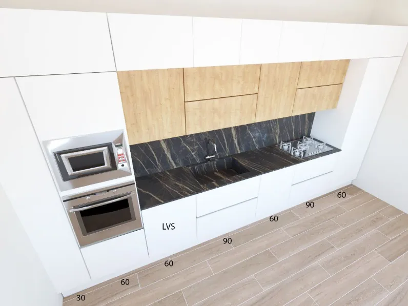Cucina Astra design lineare bianca in laccato opaco Sp22