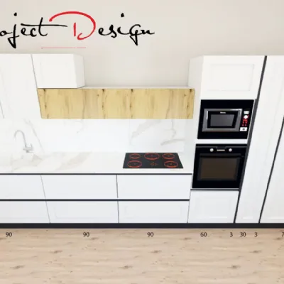 Cucina Astra design lineare bianca in legno Ego