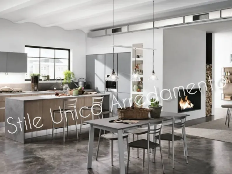 Cucina Beverly moderna grigio ad isola Febal scontata 47%