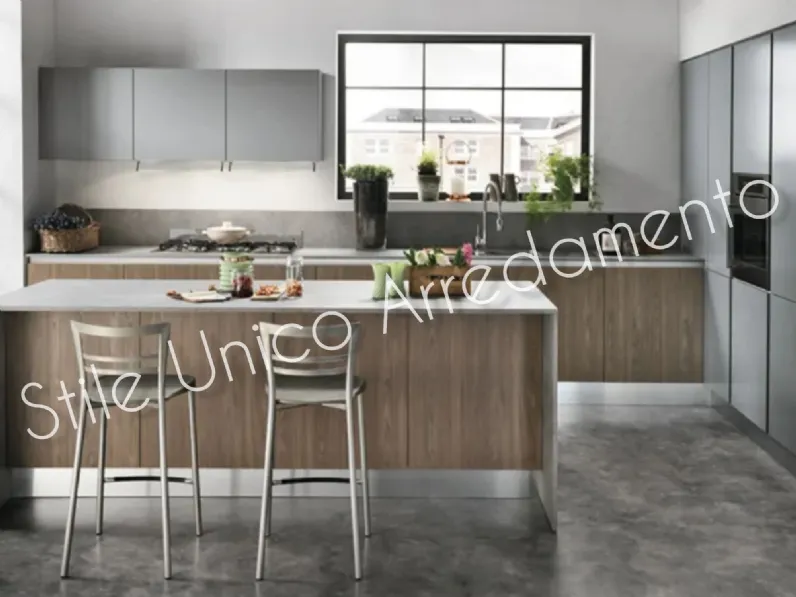 Cucina Beverly moderna grigio ad isola Febal scontata 47%