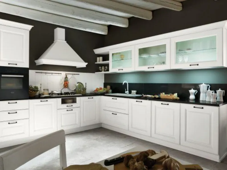 Cucina bianca classica ad angolo Flaminia Aran in Offerta Outlet