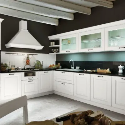 Cucina bianca classica ad angolo Flaminia Aran in Offerta Outlet