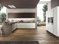 Cucina ad angolo in laccata opaco bianca Frame a prezzo scontato