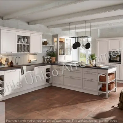 Cucina bianca design ad angolo Molly Artigianale in Offerta Outlet