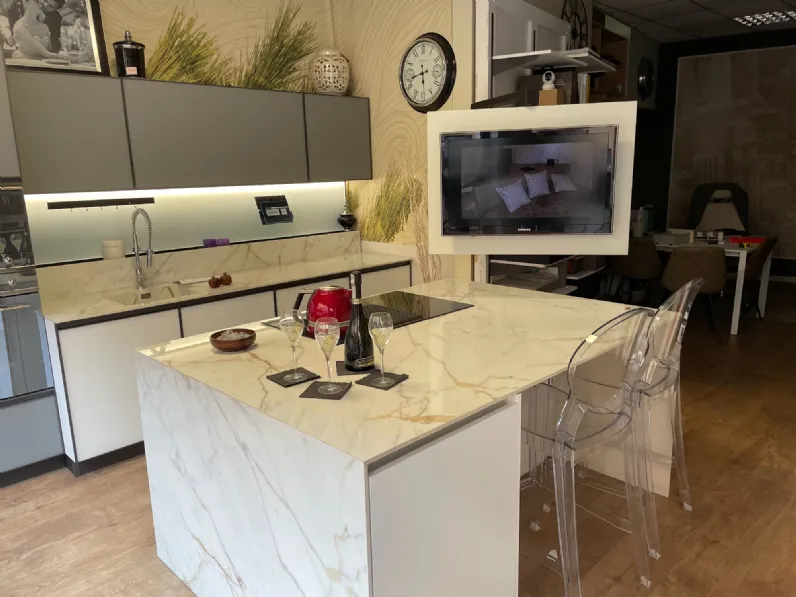 Cucina ad isola design bianca Arredo3 Agin a soli 14831