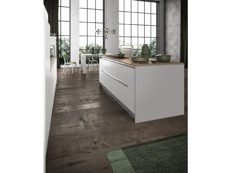 Cucina design bianca Arredo3 ad isola Cloe a soli 15005