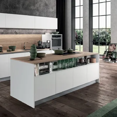 Cucina design bianca Arredo3 ad isola Cloe a soli 15005