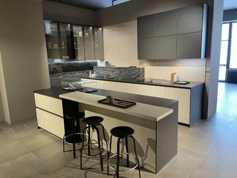 Cucina bianca design ad isola Contempora sicomoro Aster cucine