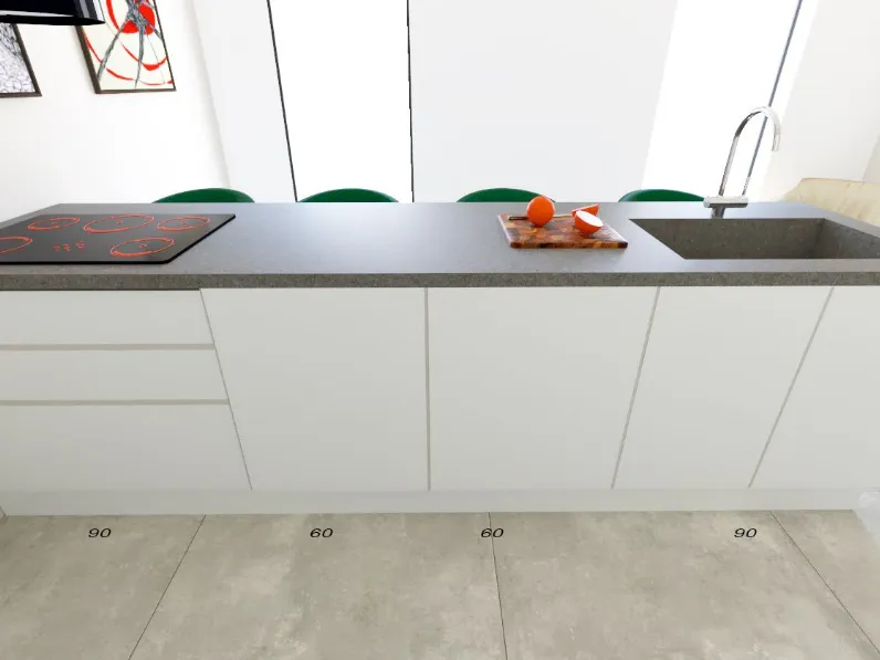 Cucina bianca design ad isola Kali Arredo3 in Offerta Outlet