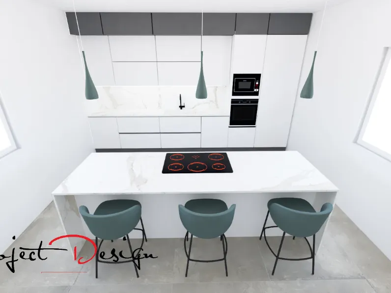 Cucina bianca design con isola Kali Arredo3 a soli 7300 Euro