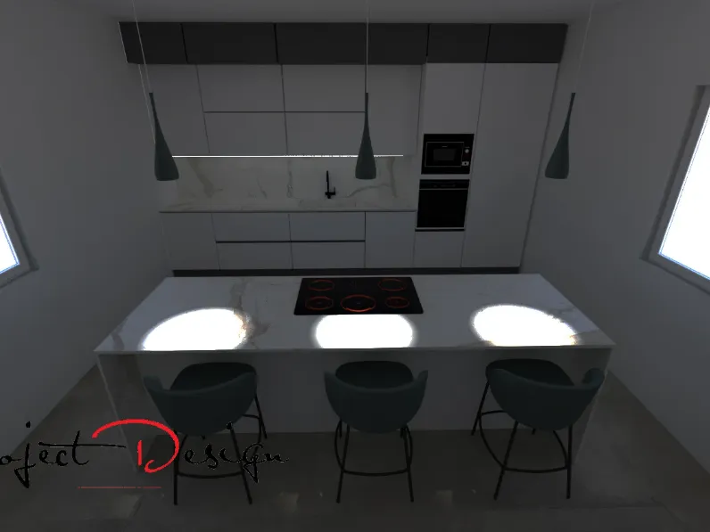 Cucina bianca design con isola Kali Arredo3 a soli 7300 Euro
