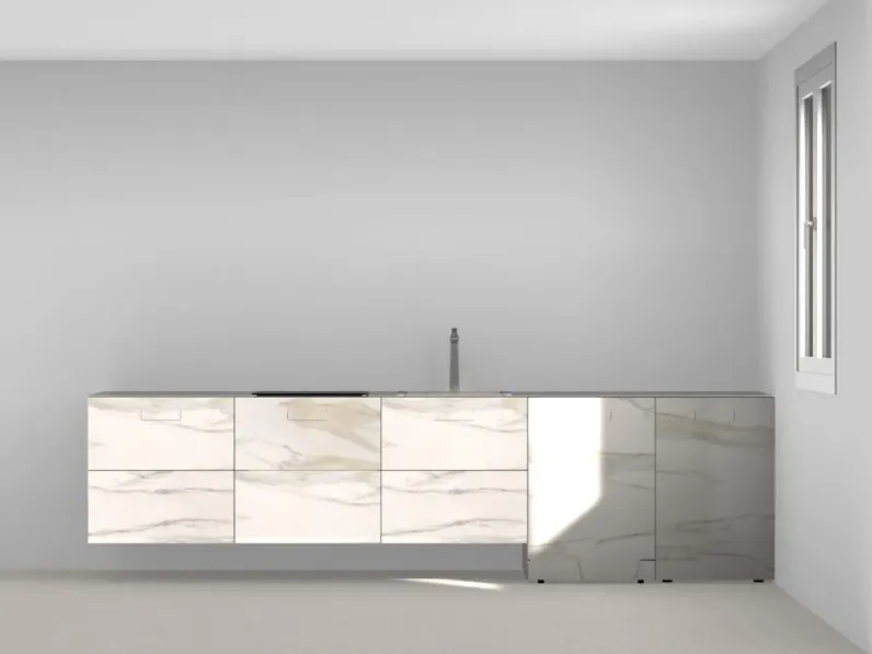 Cucina 36e8 xglass  design bianca Lago lineare scontata 50%