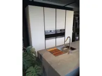 Cucina bianca moderna ad isola Anta vetro Aran in Offerta Outlet