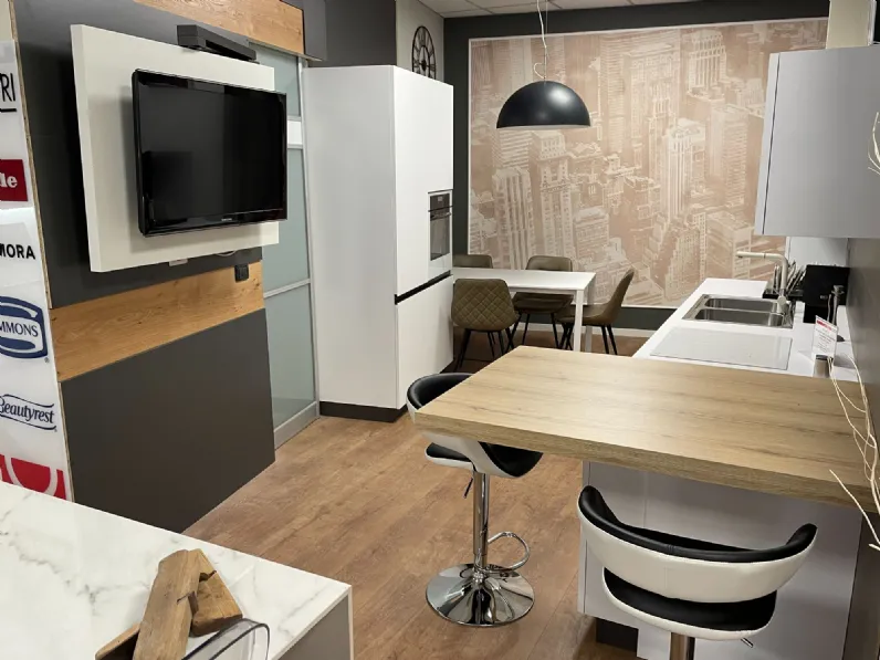 Cucina bianca moderna lineare Al Arredo3 scontata