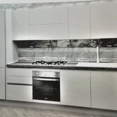 Cucina Aran moderna lineare bianca in laminato opaco Marilyn