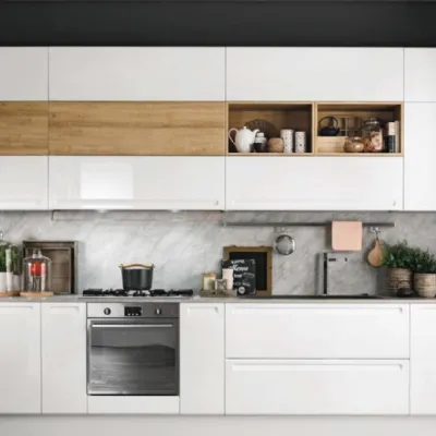 Cucina bianca moderna lineare Cucina laccata minimale  design in offerta    Nuovi mondi cucine