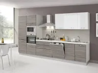 Cucina bianca moderna lineare Cucina ombra 360 cm -5  elettrodomestici Artigianale