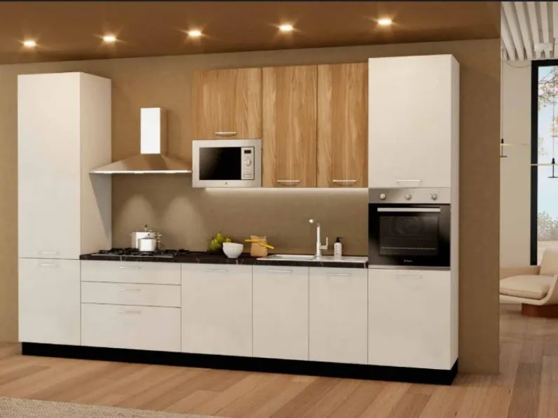 Cucina bianca moderna lineare Cucina smart astrali cinquina 360 cm Artigianale in offerta