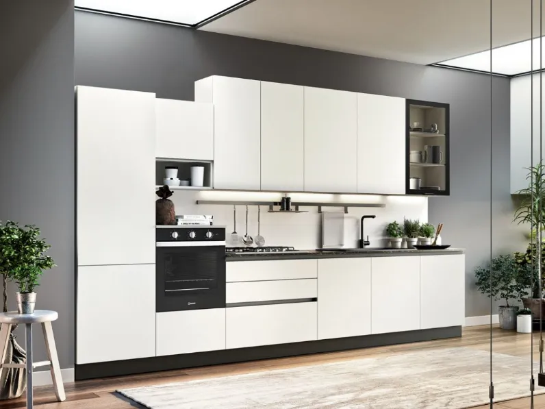 Cucina bianca moderna lineare Easy 390 cm Ar-due