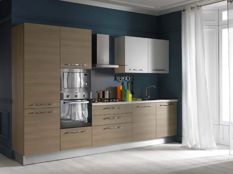 Cucina bianca moderna lineare Easy Arrex-2 scontata