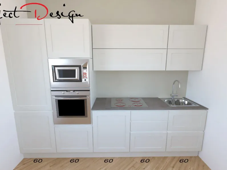 Cucina bianca moderna lineare Ego Astra in Offerta Outlet
