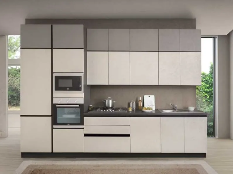 Cucina bianca moderna lineare Essential evo Nuovi mondi cucine