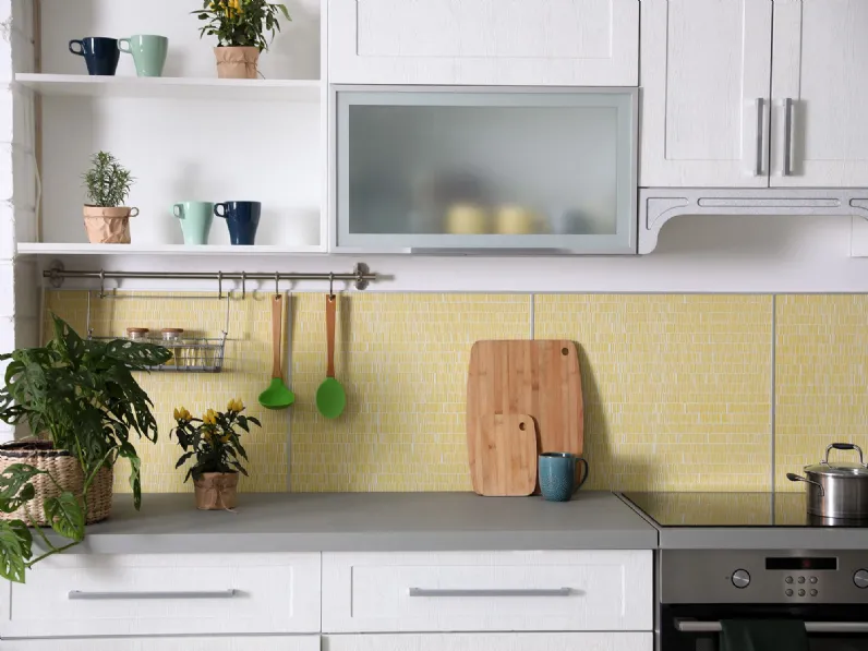Cucina bianca moderna lineare Mobilike emy Artigianale scontata