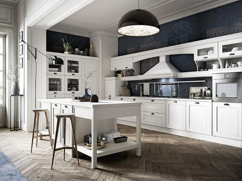 Cucina bianca provenzale ad isola Luisiana Spagnol cucine in offerta