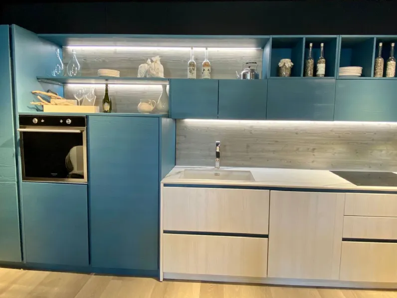 Cucina blu country lineare New step Fratelli mirandola in Offerta Outlet
