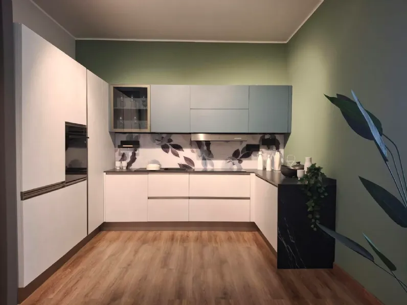Cucina blu moderna ad angolo Modula profilo c Febal a soli 12762 Euro