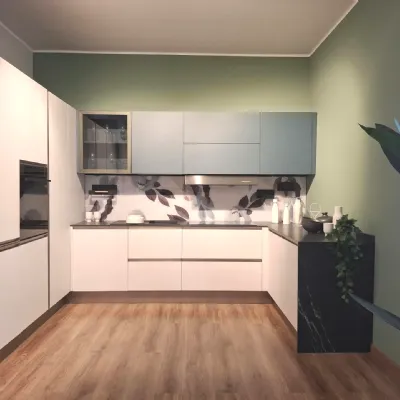 Cucina blu moderna ad angolo Modula profilo c Febal a soli 12762 Euro
