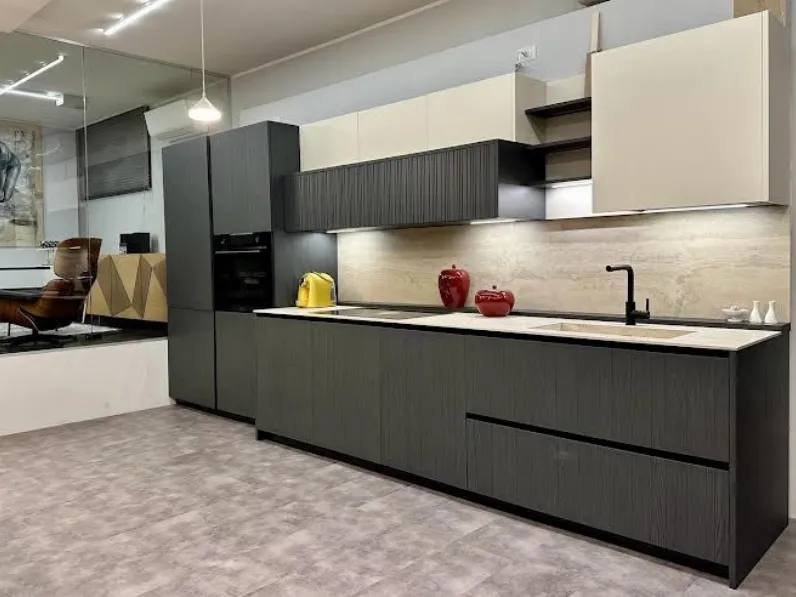 Cucina lineare design rovere moro Binova Bluna a soli 17200