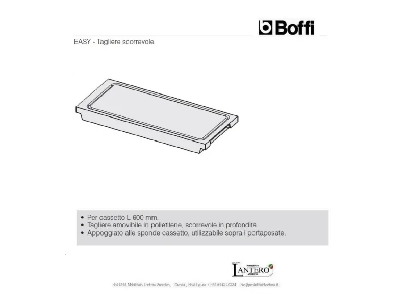 Cucina Boffi design lineare bianca in hpl Tagliere grand chef