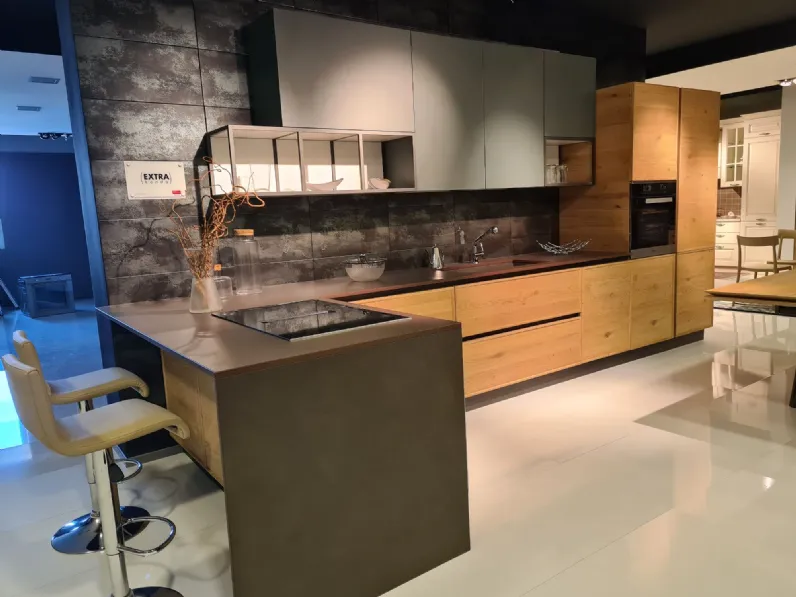 Cucina California moderna rovere chiaro con penisola Ar-due