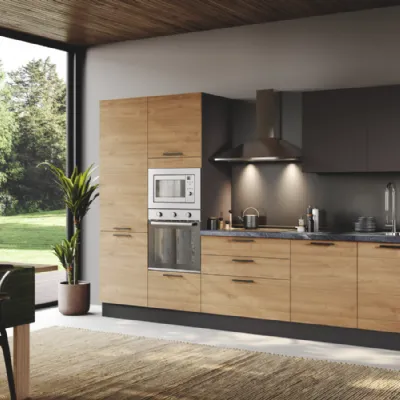 Cucina lineare moderna rovere moro Imab Capri a soli 3200