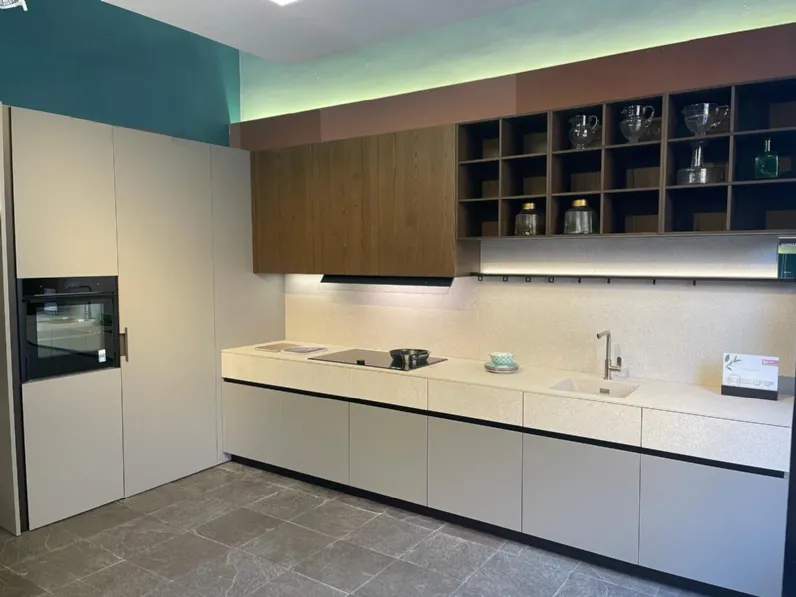 Cucina Cesar moderna ad angolo tortora in laminato opaco Maxima 2.2