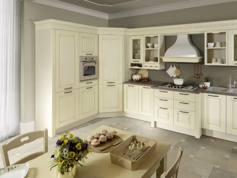 Cucina classica magnolia Ala cucine ad angolo Cucina mod.carlotta decap avorio con dispensa angolare scontata del 35% in Offerta Outlet