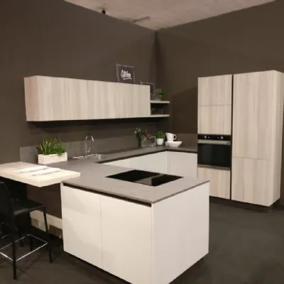 Cucina Cloe legno moderna rovere chiaro con penisola Arredo3