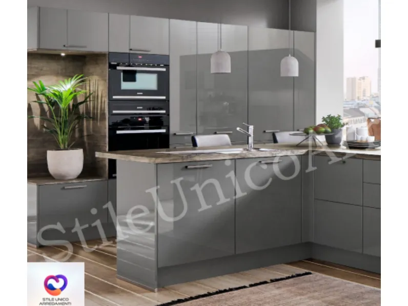 Cucina Colombini casa design ad isola grigio in legno Robin
